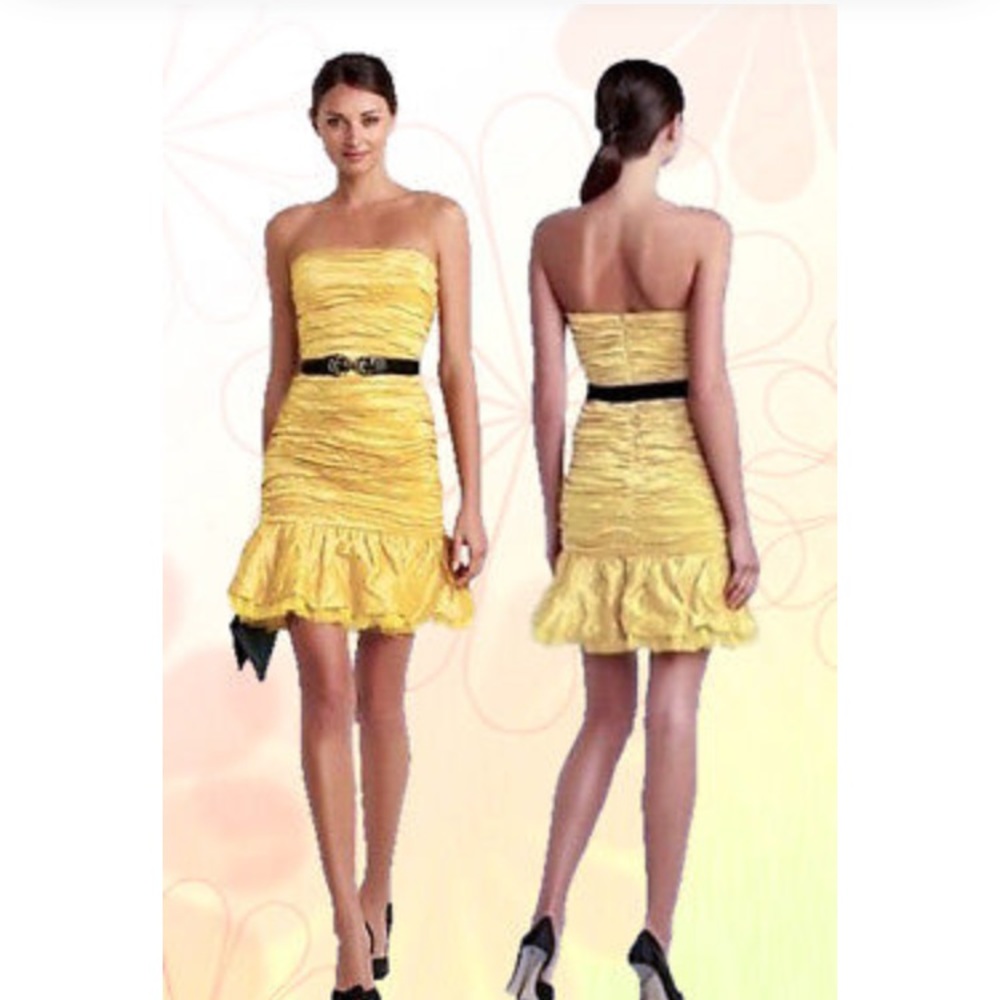 BCBG Sexy YELLOW STRAPLESS DRESS size 6